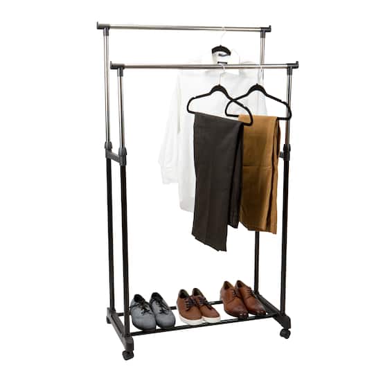 Simplify Double Tier Rolling Garment Rack in Silver | 31.5" x 16.5" x 37" | Michaels®